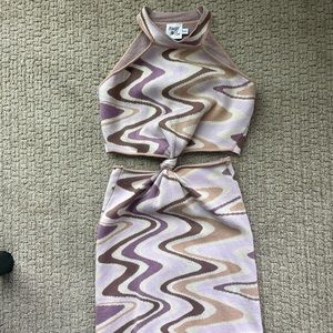 Princess Polly Savanna Purple/Brown Swirl Dress - Size S/M
